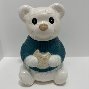 Vintage Teddy In A Sweater Cookie Jar